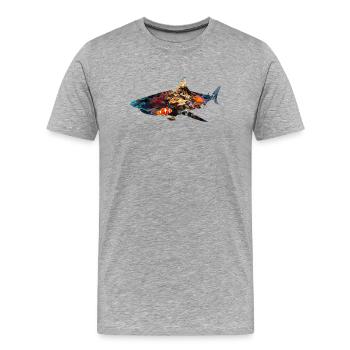 Korallenriff Hai-Fischsilhouette - Männer Premium Bio T-Shirt - Grau meliert - Vorne - Damien (186cm)