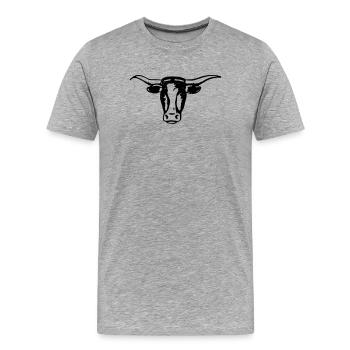 Longhorn Steer Head - Men's Premium Organic T-Shirt - heather grey - Front - Damien (186cm)
