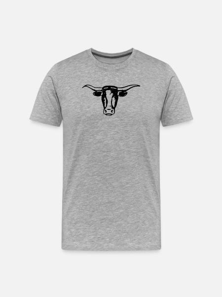 Longhorn Steer Head - Men's Premium Organic T-Shirt - heather grey