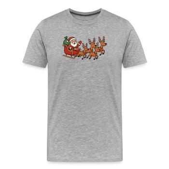 Christmas sleigh with reindeer - Men's Premium Organic T-Shirt - heather grey - Front - Damien (186cm)