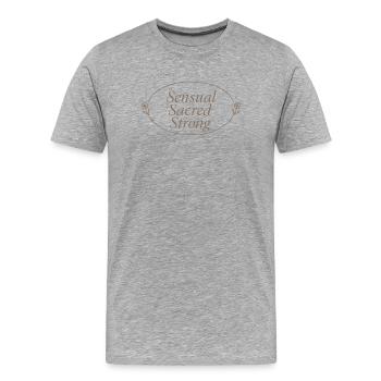 Eleganter Femininer Lebensstil, Sanfte - Männer Premium Bio T-Shirt - Grau meliert - Vorne - Damien (186cm)