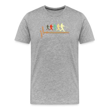 Baseball Herzschlag EKG Puls Retro Batter Sports - Männer Premium Bio T-Shirt - Grau meliert - Vorne - Damien (186cm)
