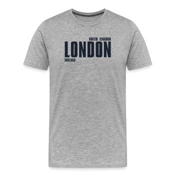 London Bold Typography Navy - Männer Premium Bio T-Shirt - Grau meliert - Vorne - Damien (186cm)