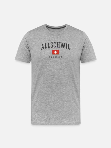 Allschwil Logo Schweizer Flagge - Männer Premium Bio T-Shirt - Grau meliert
