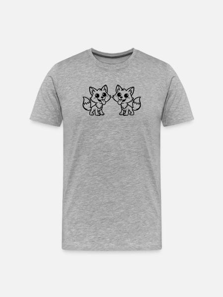 Fuchs Team - Männer Premium Bio T-Shirt - Grau meliert