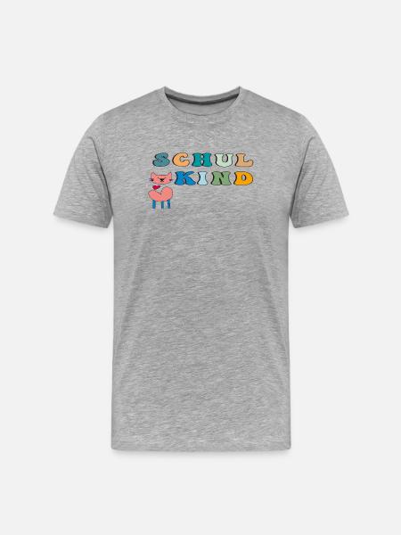 Schulkind Katze Herz - Männer Premium Bio T-Shirt - Grau meliert