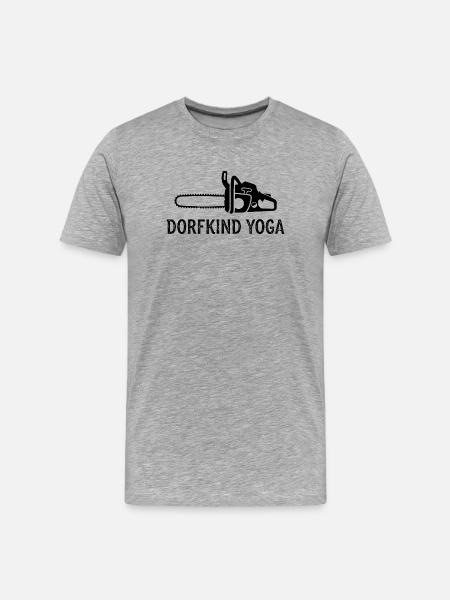 Village Kid Yoga Chainsaw - Men's Premium Organic T-Shirt - heather grey