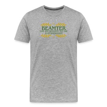 Beamter: Verantwortung zählt - Männer Premium Bio T-Shirt - Grau meliert - Vorne - Damien (186cm)