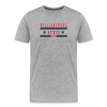 Williamsburg NYC 1954 Rétro - T-shirt bio Premium Homme - gris chiné - Devant - Damien (186cm)