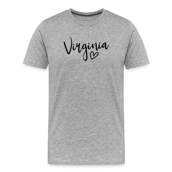 Virginia Heart Women's Love Virginia - Men's Premium Organic T-Shirt - heather grey - Front - Damien (186cm)