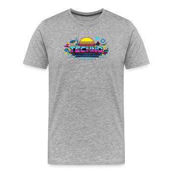 Neon Techno Horizon - Men's Premium Organic T-Shirt - heather grey - Front - Damien (186cm)