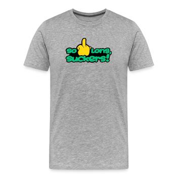solongsuckers2_green - Men's Premium Organic T-Shirt - heather grey - Front - Damien (186cm)