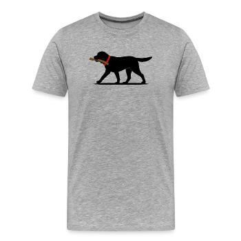 Labrador Retriever Spiel Apportieren Schwarzer Labrador - Männer Premium Bio T-Shirt - Grau meliert - Vorne - Damien (186cm)