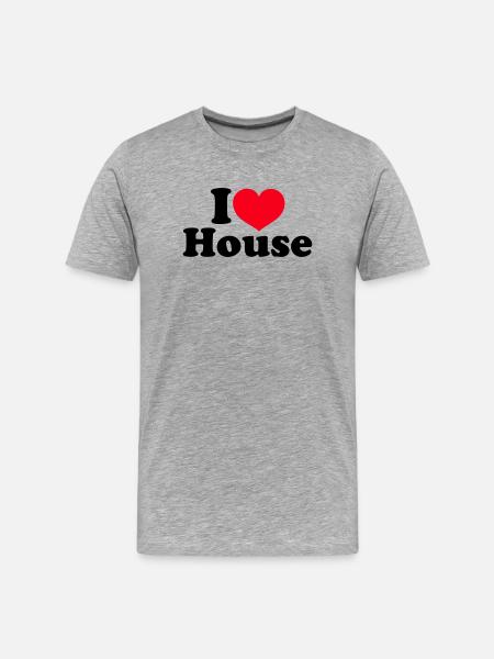 I Love House - Men's Premium Organic T-Shirt - heather grey