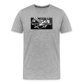 Fratzengesicht Neon Kontrast - Männer Premium Bio T-Shirt - Grau meliert - Vorne - Damien (186cm)