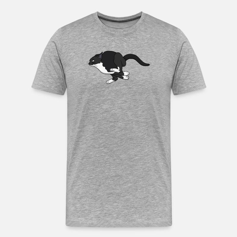 Midnight Leap Noir Katze - Männer Premium Bio T-Shirt - Grau meliert