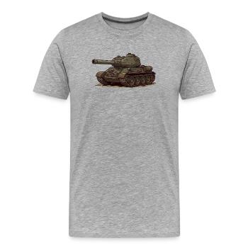 Illustration du char animé T-34 RCCX - T-shirt bio Premium Homme - gris chiné - Devant - Damien (186cm)