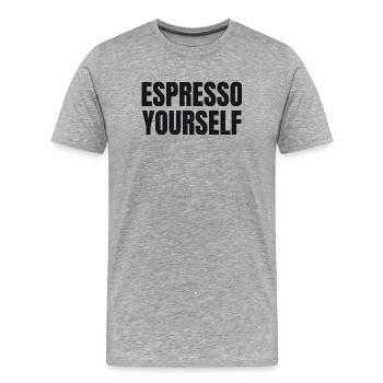 Espresso Yourself - T-shirt Drôle de Café - T-shirt bio Premium Homme - gris chiné - Devant - Damien (186cm)
