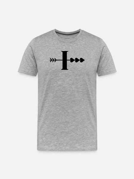 Lettre i flèche cœur - T-shirt bio Premium Homme - gris chiné