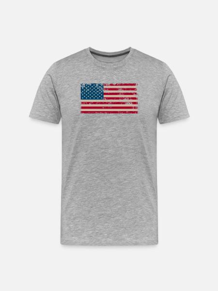Drapeau américain vieilli - T-shirt bio Premium Homme - gris chiné