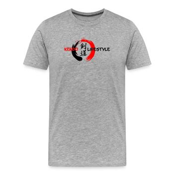 Kendo Japanese script in enso zen circle - Men's Premium Organic T-Shirt - heather grey - Front - Damien (186cm)