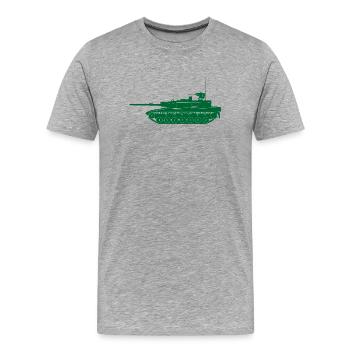 Char militaire vert - T-shirt bio Premium Homme - gris chiné - Devant - Damien (186cm)