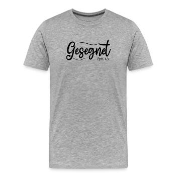 Gesegnet, Bibelvers - Männer Premium Bio T-Shirt - Grau meliert - Vorne - Damien (186cm)