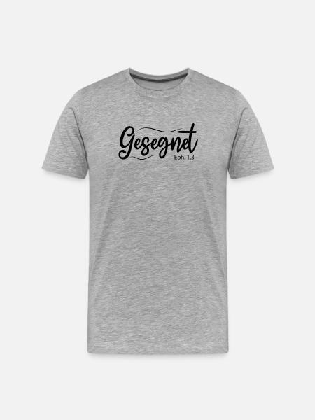 Gesegnet, Bibelvers - Männer Premium Bio T-Shirt - Grau meliert