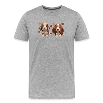 Chiots - N’aimons-nous pas les petits chiens - T-shirt bio Premium Homme - gris chiné - Devant - Damien (186cm)