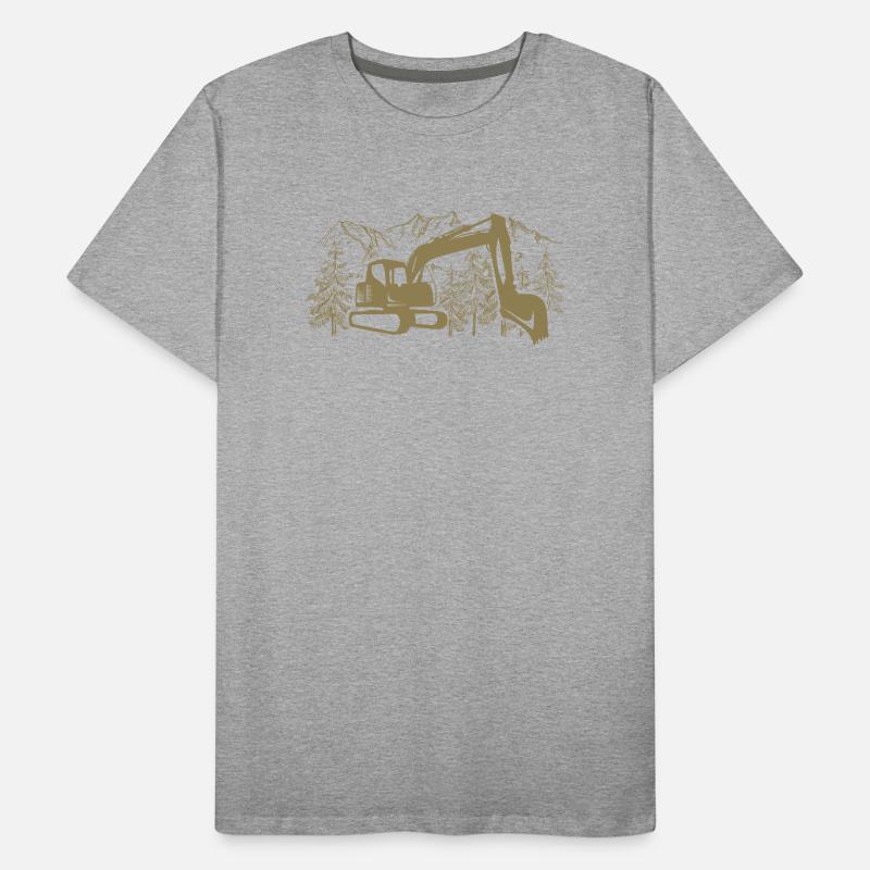 Excavator Silhouette Construction Equipment Operator Work Men's Premium Organic T-Shirt