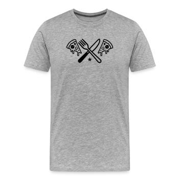 Couverts à pizza - T-shirt bio Premium Homme - gris chiné - Devant - Damien (186cm)