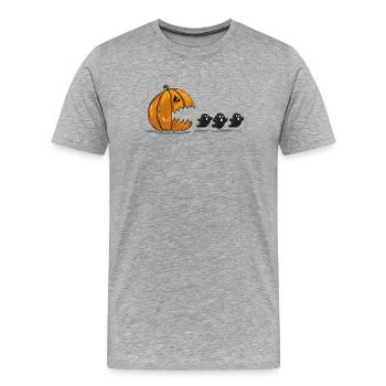 Pumpkin Stalks Halloween Ghosts - Men's Premium Organic T-Shirt - heather grey - Front - Damien (186cm)