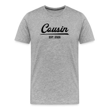 Cousin 2026 Cousins Baby Pregnancy Announce - Men's Premium Organic T-Shirt - heather grey - Front - Damien (186cm)