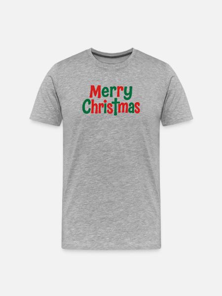 Merry Christmas Schriftzug bunt - Männer Premium Bio T-Shirt - Grau meliert