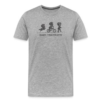 Petit Triathlète En Herbe - T-shirt bio Premium Homme - gris chiné - Devant - Damien (186cm)