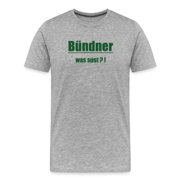 Bündner Wortwitz Grün Graphic - T-shirt bio Premium Homme - gris chiné - Devant - Damien (186cm)
