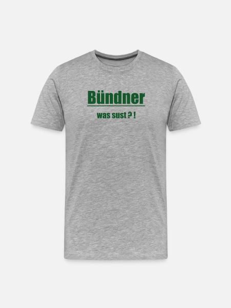 Bündner Wortwitz Grün Graphic - Männer Premium Bio T-Shirt - Grau meliert