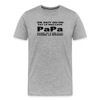 Meilleur papa - T-shirt bio Premium Homme - gris chiné - Devant - Damien (186cm)