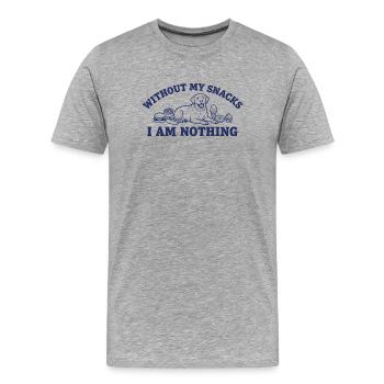 Amoureux des snacks : je ne suis rien sans snacks - T-shirt bio Premium Homme - gris chiné - Devant - Damien (186cm)