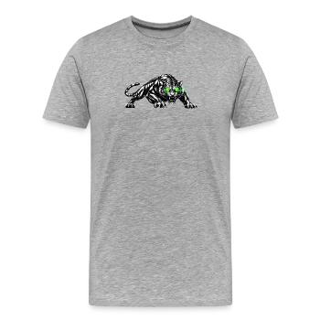 Tigre Noir aux yeux néon - T-shirt bio Premium Homme - gris chiné - Devant - Damien (186cm)
