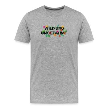 Indompté – Sortilège de Fleurs Sauvages Florales - T-shirt bio Premium Homme - gris chiné - Devant - Damien (186cm)