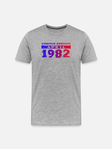 44e anniversaire Édition limitée 04/1982 - T-shirt bio Premium Homme - gris chiné