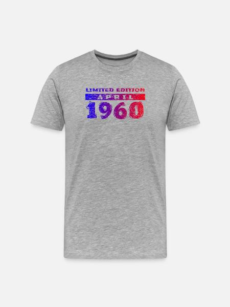 66th Birthday Limited Edition 04/1960 - Men's Premium Organic T-Shirt - heather grey
