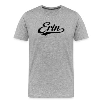 Nom d’Erin : premier nom de famille cadeaux de famille - T-shirt bio Premium Homme - gris chiné - Devant - Damien (186cm)