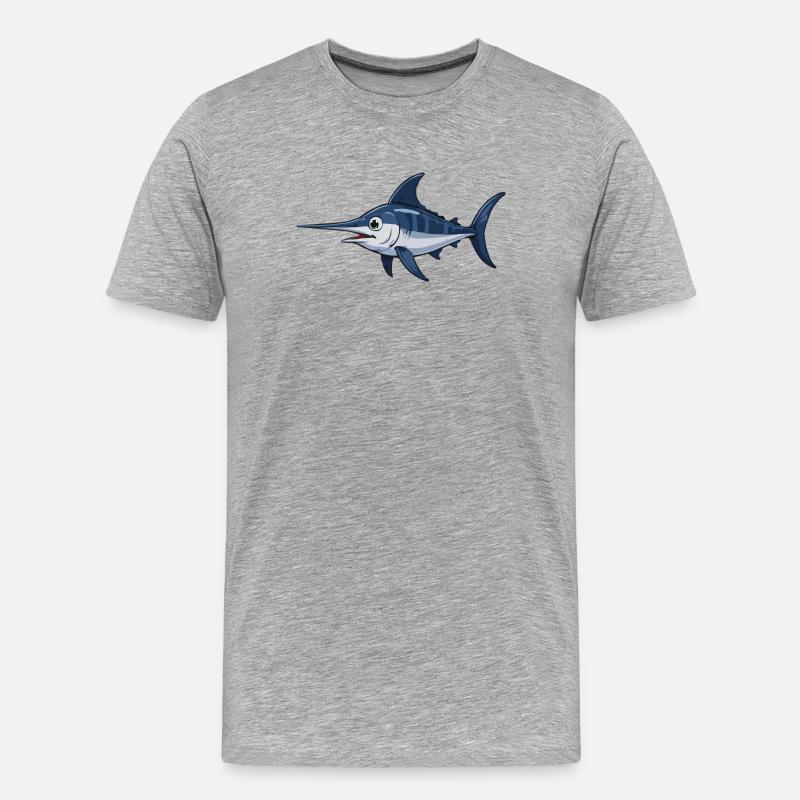 Marlin in Blue – Vector - T-shirt bio Premium Homme - gris chiné