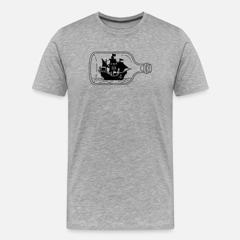 Piratenschiff in der Flasche - Männer Premium Bio T-Shirt - Grau meliert