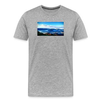 Paysage montagneux matinal de brouillard - T-shirt bio Premium Homme - gris chiné - Devant - Damien (186cm)