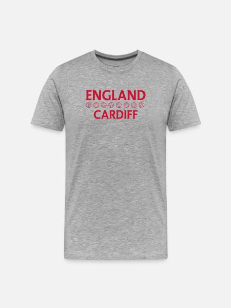 England Cardiff Fußballwappen - Männer Premium Bio T-Shirt - Grau meliert