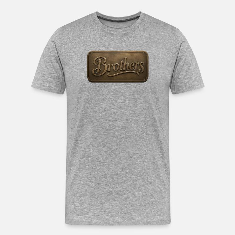Brüder Bronzerelief Plakette - Männer Premium Bio T-Shirt - Grau meliert