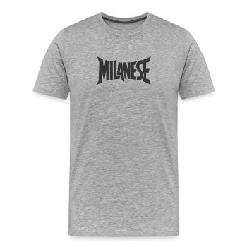 Milanese - Mailänder - Milano Schriftzug - Männer Premium Bio T-Shirt - Grau meliert - Vorne - Damien (186cm)
